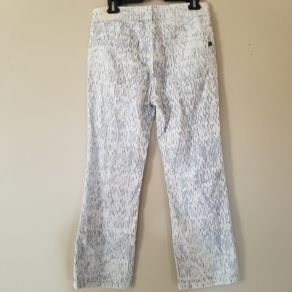 NWT Pilcro Anthropologie Relax Bootcut White Blue Striated Denim Jeans Mid-Rise - Picture 2 of 8